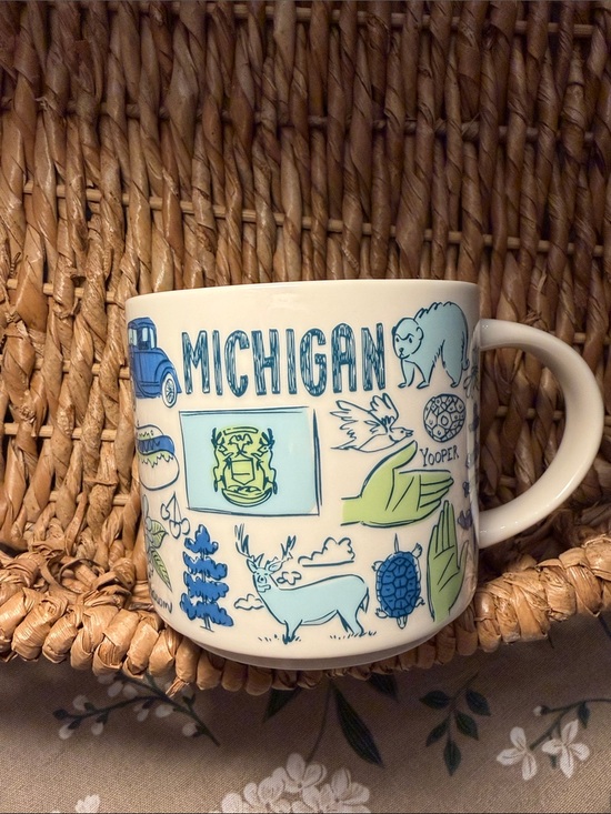 Starbucks Other - Starbucks Michigan Blue & Green Ceramic Coffee Mug 14oz